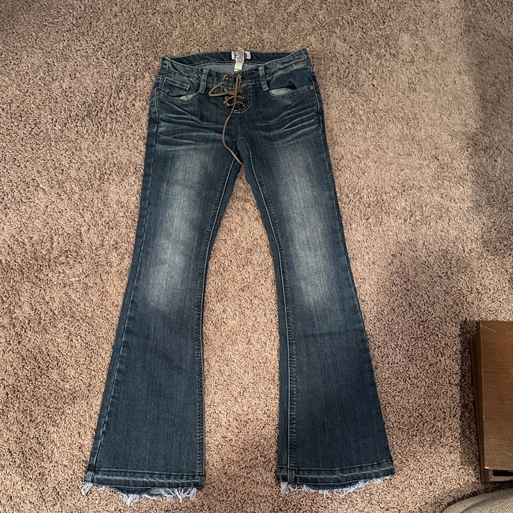 Mudd Brown Laced Suede Front Tie Vintage Jeans